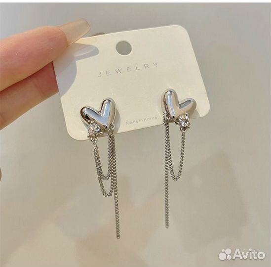 Серьги серебряное сердце