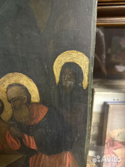 Икона старинная Троица