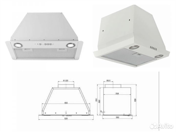 Встраиваемая вытяжка врезной блок elikor