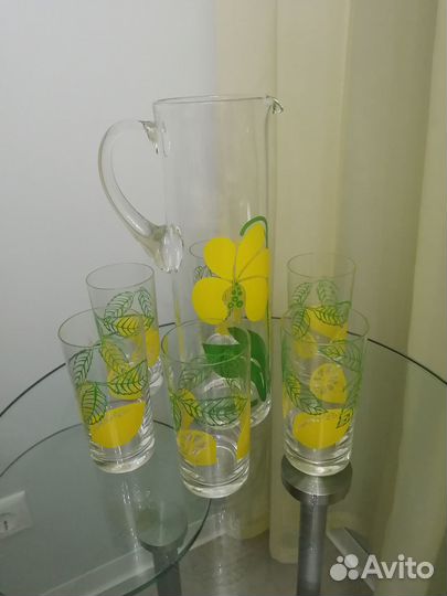 Набор из стекла -Кувшин и 6 стаканов