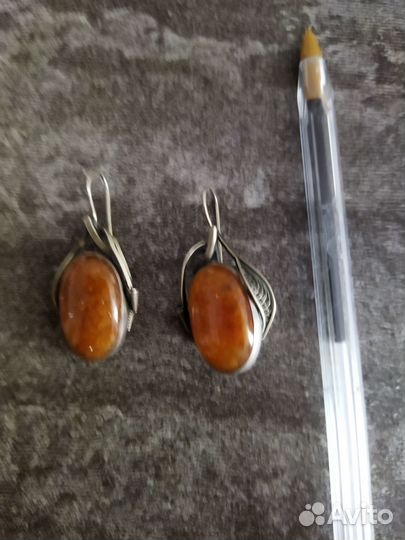 Серьги с натуральным авантюрином