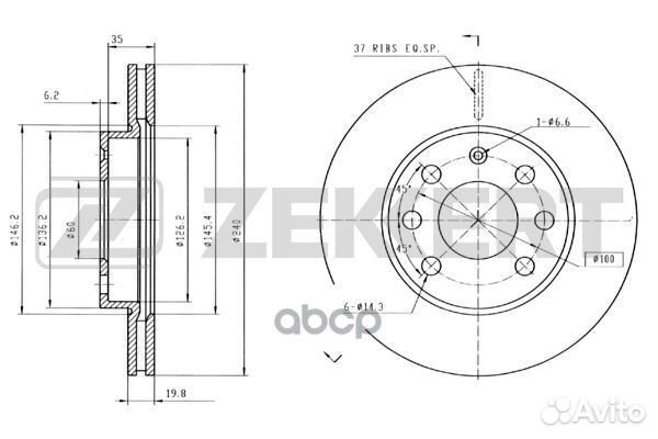 Диск торм. перед. Opel Corsa C 00- bs-5354 Zekkert