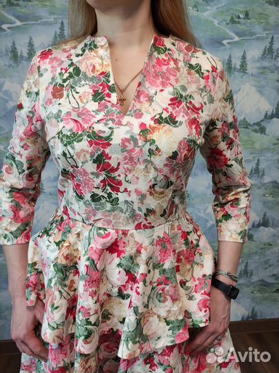 Платье в цветочек хлопок XL (46-48)