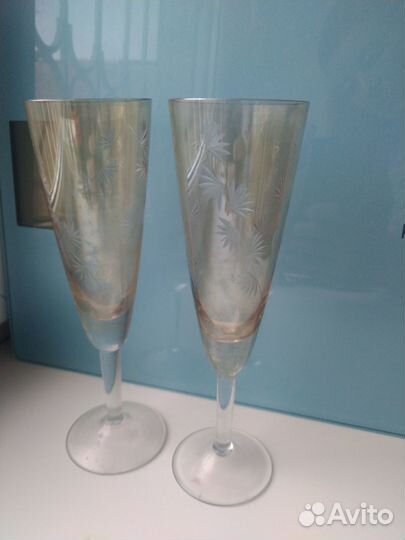 Старинные Фужеры цветной хрусталь СССР ГДР