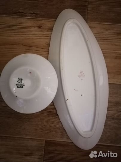 Пашотница (подставка для яиц) и селёдочница Дулево