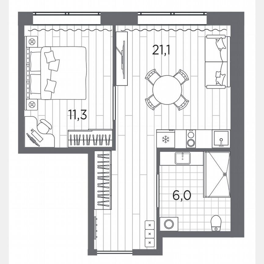 2-к. апартаменты, 38,4 м², 11/13 эт.