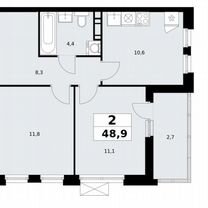 2-к. квартира, 48,9 м², 10/18 эт.