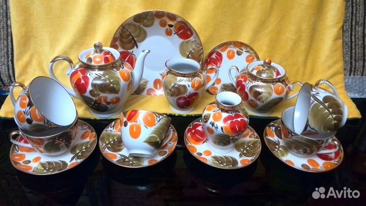 Сервиз чайный щедрая осень розовая сетка лфз СССР