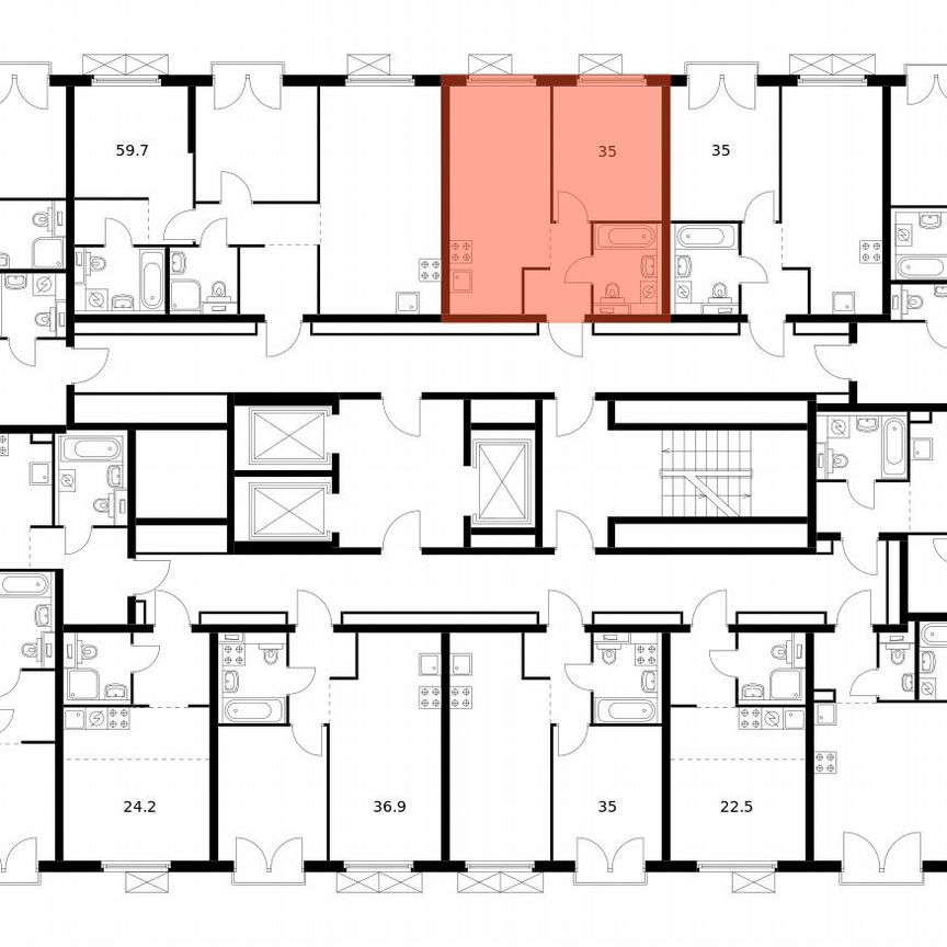 1-к. квартира, 35 м², 21/24 эт.