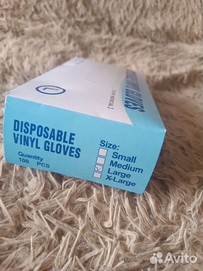 Перчатка виниловые, одноразовые