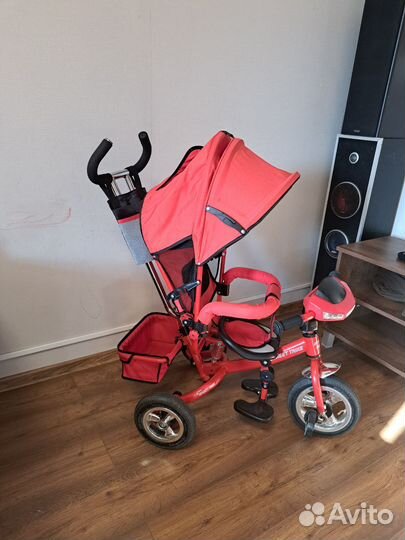 Трехколесный велосипед с ручкой красный бу