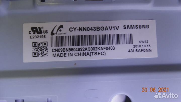 43T01-S0J T430HVN01.6 XR BD 43T01-S0K T430HVN01.6