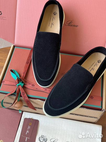 Лоферы мужские Loro Piana натуральная замша чёрные