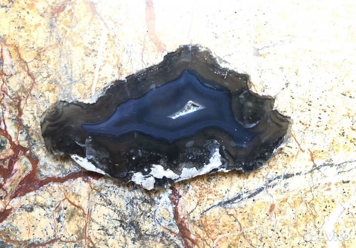 Агат черный, 60х35х4 мм