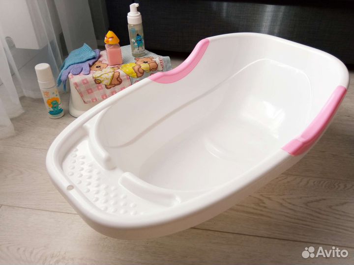 Ванночка для купания белый розовый 25л Полимербыт