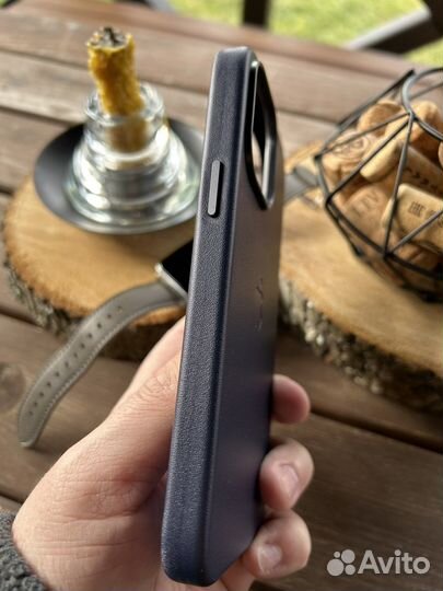 Кожаный чехол iPhone 14 Pro Синий