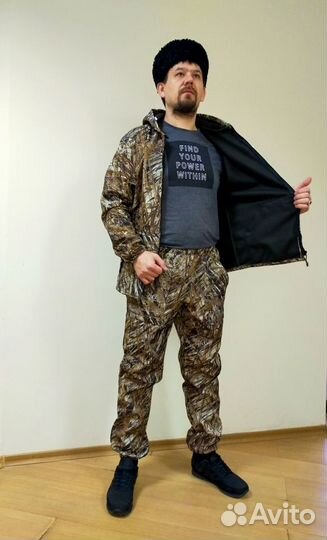 Костюм камуфляж демисезонный камыш (дюспа-флис)