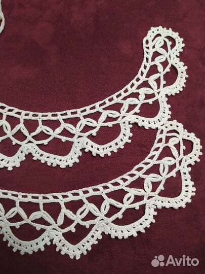 Вязаный ажурный воротничок и салфетки