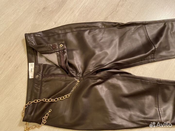 Кожаные брюки mango xs