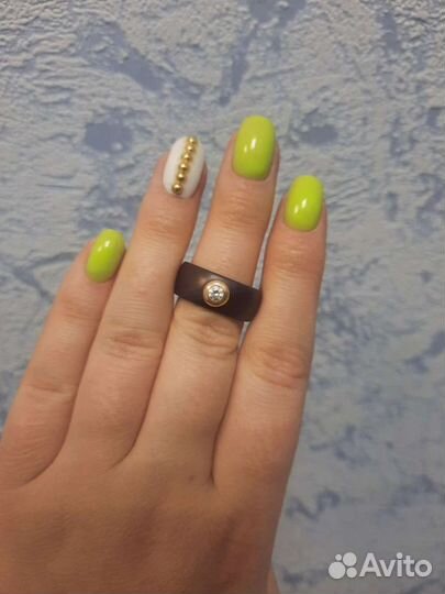 Кольцо керамика с золотом
