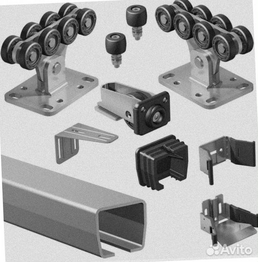 Комплект для откатных ворот. Не оцинк шиной 450 кг