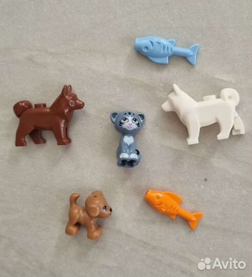 Lego фигурки животных собака кошка рыба