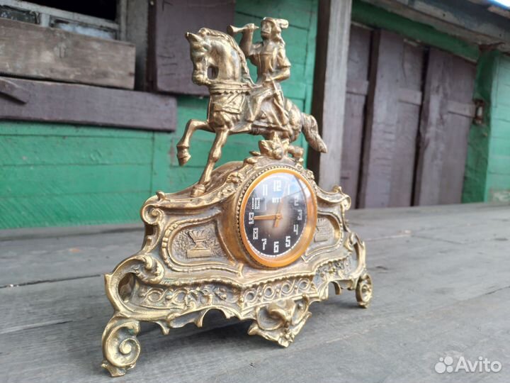 Старинные каминные часы бронза