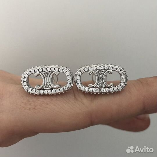Серьги с цирконами стиль Celine Селин