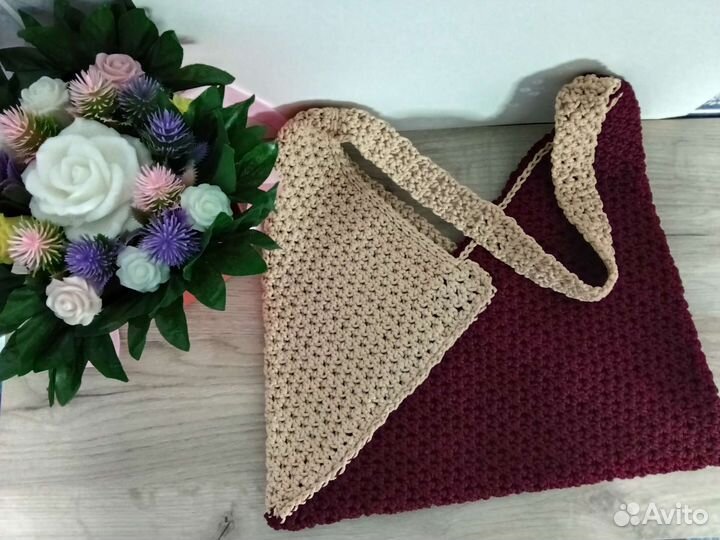 Сумка женская вязаная крючком через плечо