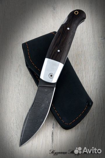 Нож складной Скат сталь дамаск накладки венге