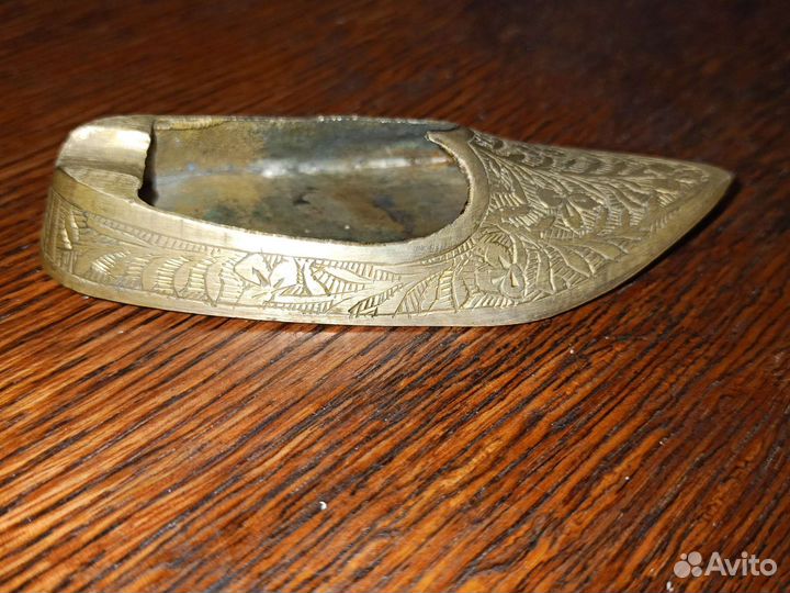 Пепельница Туфелька. Латунь. Винтаж. Индия