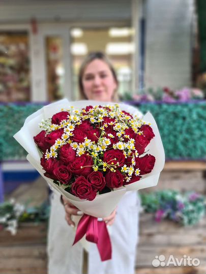 Букет роз ромашки букет ромашек