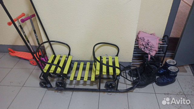 Детские санки на колесах для двойни/погодок