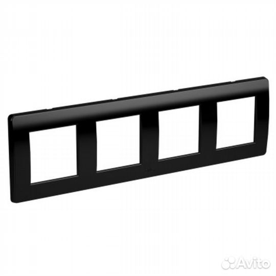 Рамка Brava на 2+2+2+2 модуля (четырехместная) черная DKC