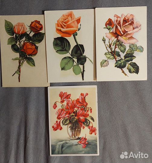 Открытки Цветы 1960-1970гг Винтаж СССР