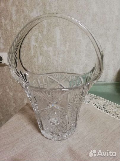 Хрустальная ваза, корзинка, Чехословакия