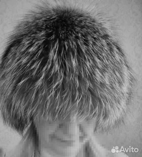 Шапка Чернобурка, вязаный мех