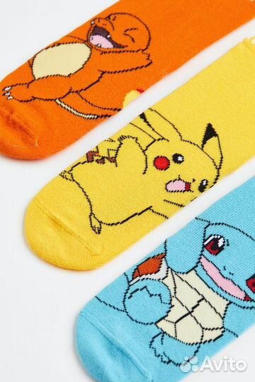 Носки с принтом Пикачу 7шт новые hm, р.31-42