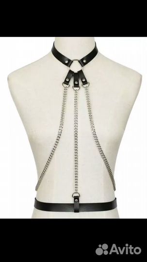 Портупея кожаная с цепями ремени на тело