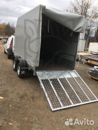 Прицеп 31.022 с трапом и евро тентом. Строительный