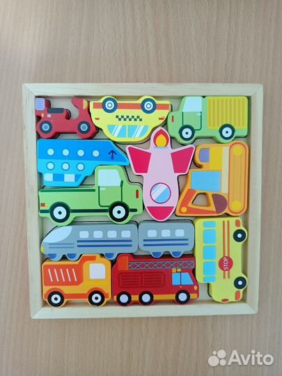 Деревянные пазлы машинки