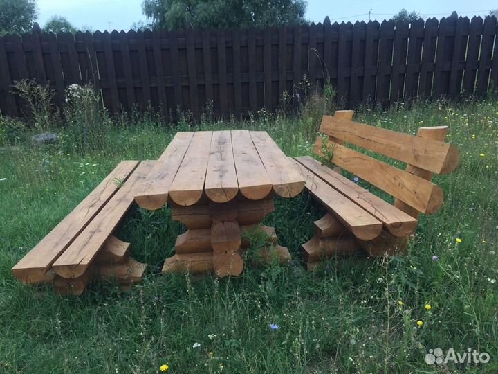 Стол с лавками дуб