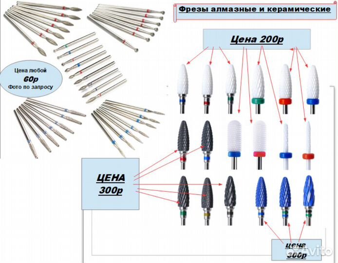 Фрезы, пилки, магниты, кисти,лампы для маникюра
