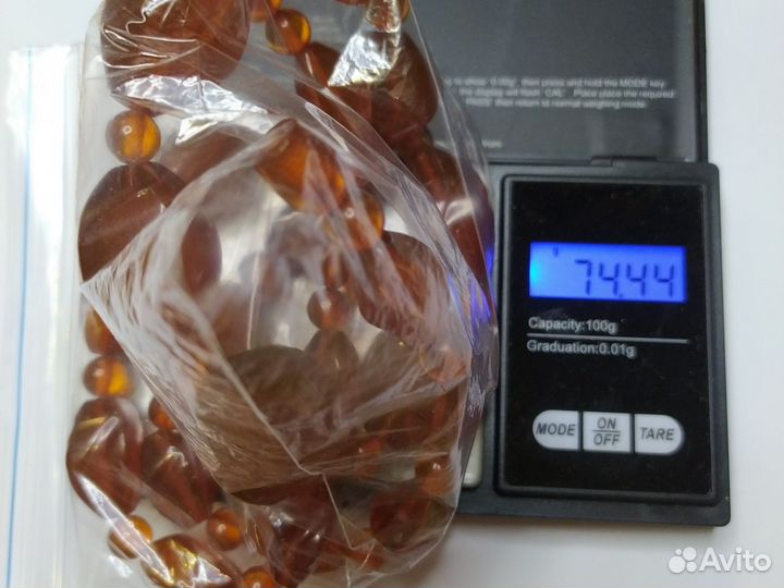 Бусы винтажные граненые янтарные