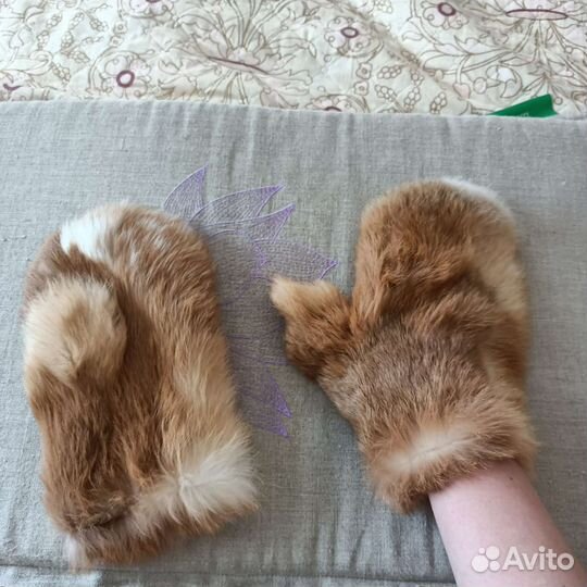 Меховые варежки (кролик)