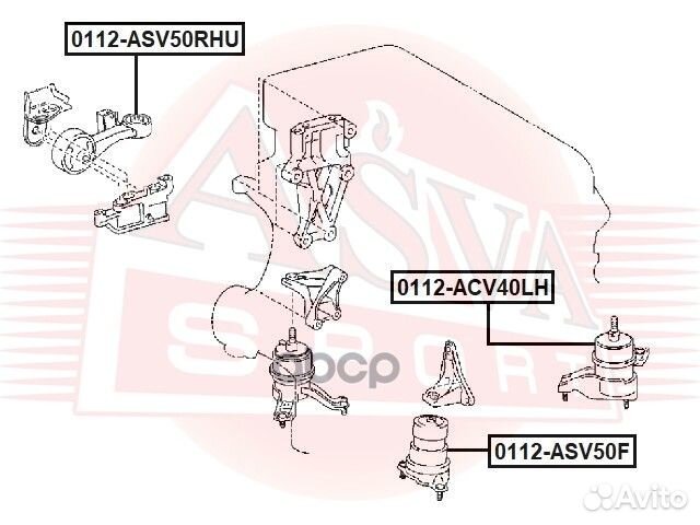 Подушка двигателя правая 0112ASV50RHU asva