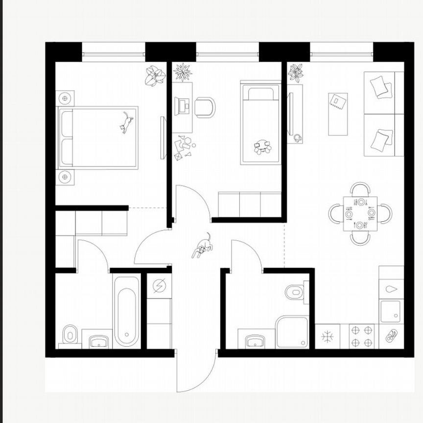 2-к. квартира, 52,8 м², 1/12 эт.