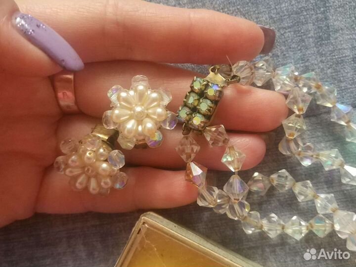 Бусы Чехословакия,клипсы к ним. ссср.Винтаж