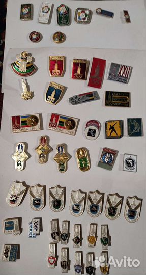 Значки СССР олимпиада 1980 мишки Гербы кижи