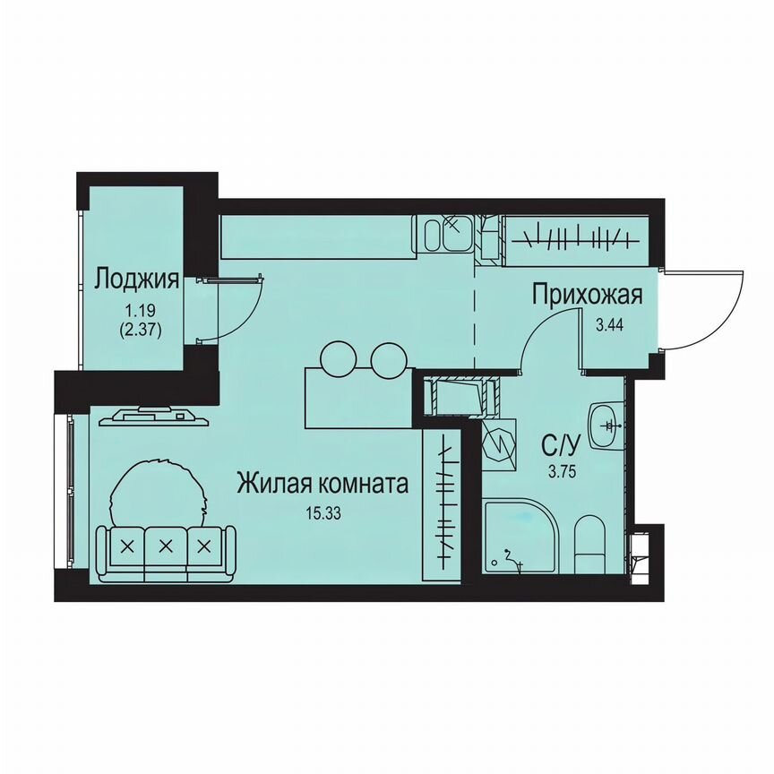Квартира-студия, 23,7 м², 9/9 эт.